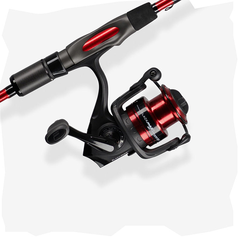 Fishing rod and reel set on a white background